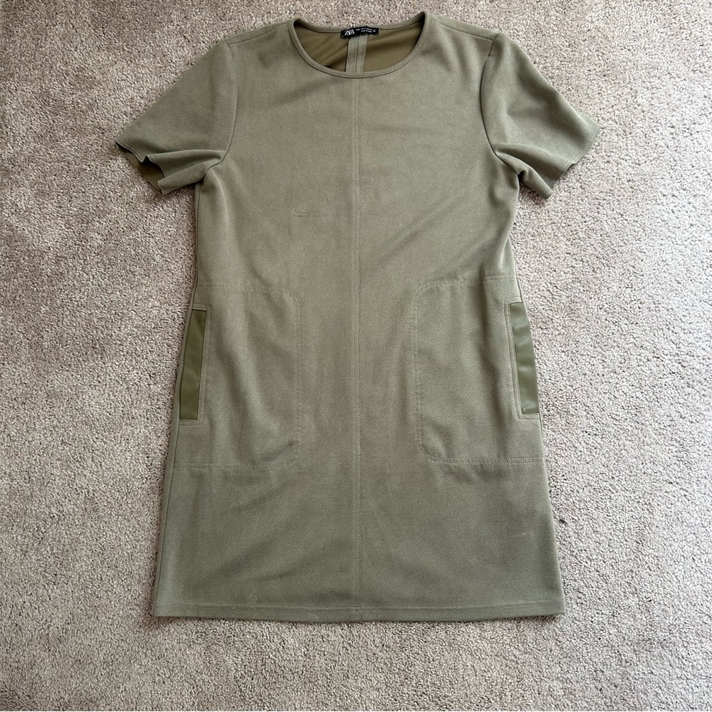 Zara Olive Green Shift Dress